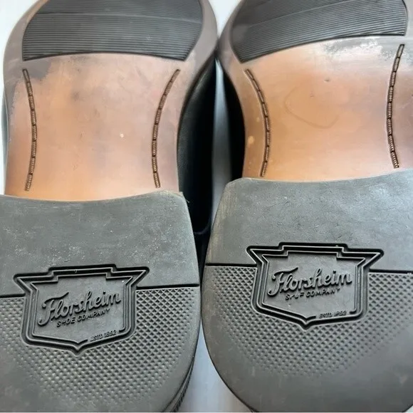 Florsheim Postino Black Seamless Leather Plain Toe Lace Up Oxford Shoe Men 8.5 D