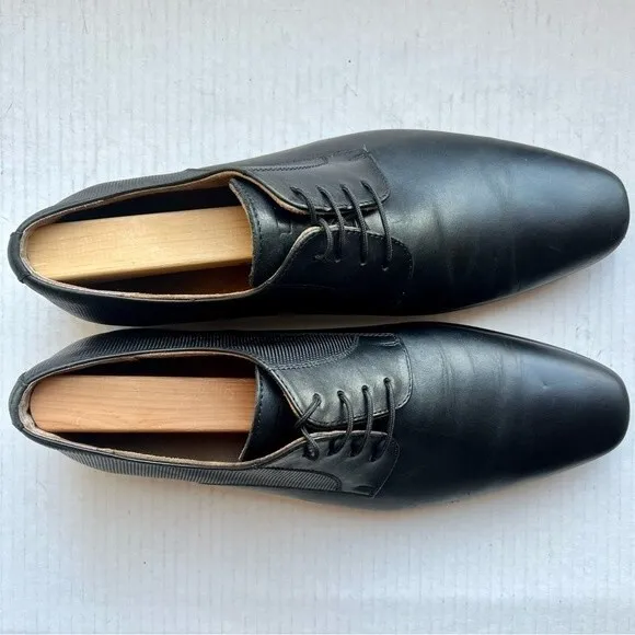 Florsheim Postino Black Seamless Leather Plain Toe Lace Up Oxford Shoe Men 8.5 D