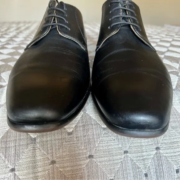 Florsheim Postino Black Seamless Leather Plain Toe Lace Up Oxford Shoe Men 8.5 D