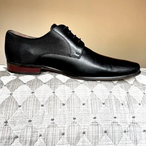 Florsheim Postino Black Seamless Leather Plain Toe Lace Up Oxford Shoe Men 8.5 D