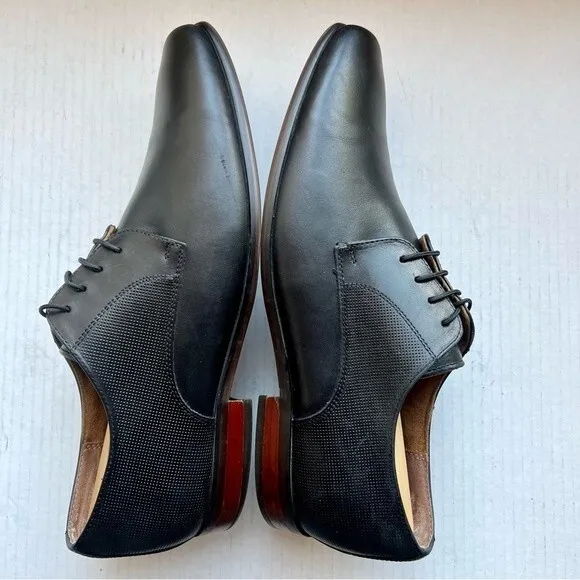 Florsheim Postino Black Seamless Leather Plain Toe Lace Up Oxford Shoe Men 8.5 D