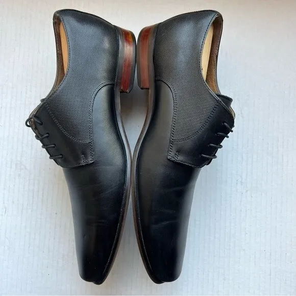 Florsheim Postino Black Seamless Leather Plain Toe Lace Up Oxford Shoe Men 8.5 D