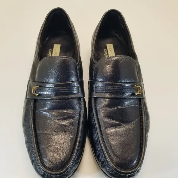 Florsheim Riva Mens Sz 9.5E Comfortech Black Soft Leather Loafer Moc Toe Slip On