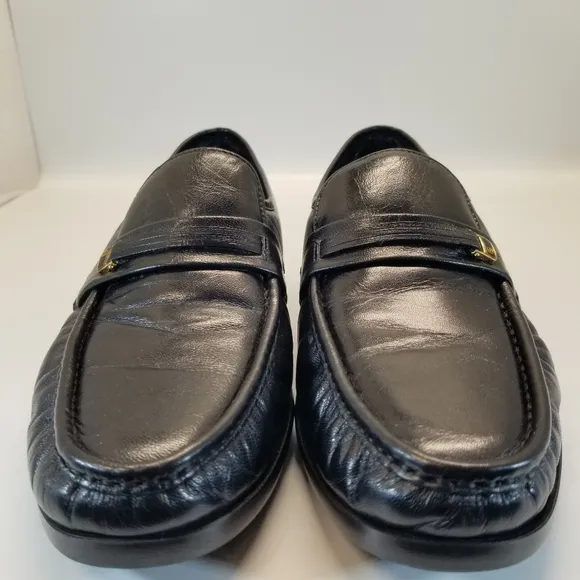 Florsheim Riva Mens Sz 9.5E Comfortech Black Soft Leather Loafer Moc Toe Slip On