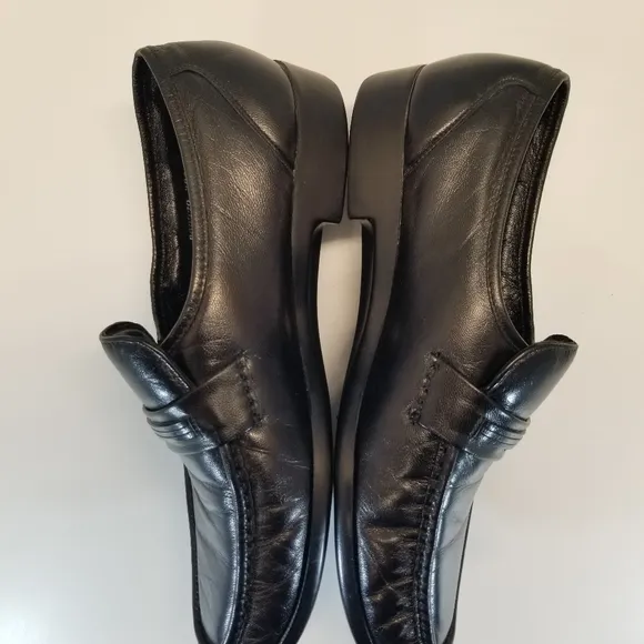 Florsheim Riva Mens Sz 9.5E Comfortech Black Soft Leather Loafer Moc Toe Slip On