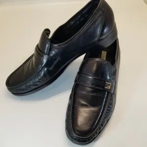 Florsheim Riva Mens Sz 9.5E Comfortech Black Soft Leather Loafer Moc Toe Slip On