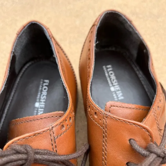 Florsheim Tan Brown Oxford Wingtip Mens Sz 10 D Dress Shoes Office Formal Laces