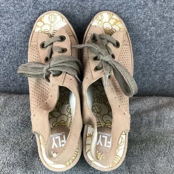 Fly London Yuta Platform Peep Toe Wedge Sandal Nude Heels Nordstroms Sz 41 Taupe