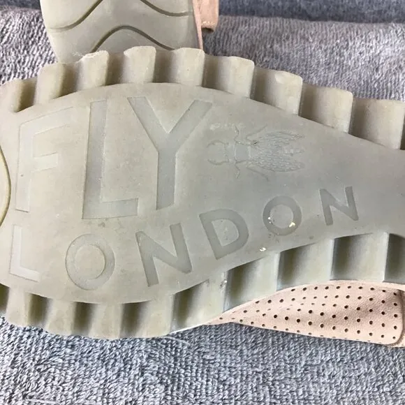 Fly London Yuta Platform Peep Toe Wedge Sandal Nude Heels Nordstroms Sz 41 Taupe