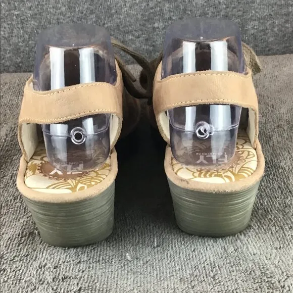 Fly London Yuta Platform Peep Toe Wedge Sandal Nude Heels Nordstroms Sz 41 Taupe