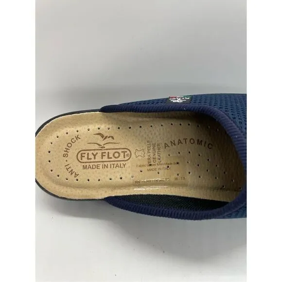 Fly Flot Women's Blue Anatomic Sole Anti Shock Wide Fit Clog Slip On Shoe Size 3