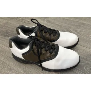 FootJoy Men's Golf Oxford Shoes White Brown Black Lace-Up Cleats 11.5M