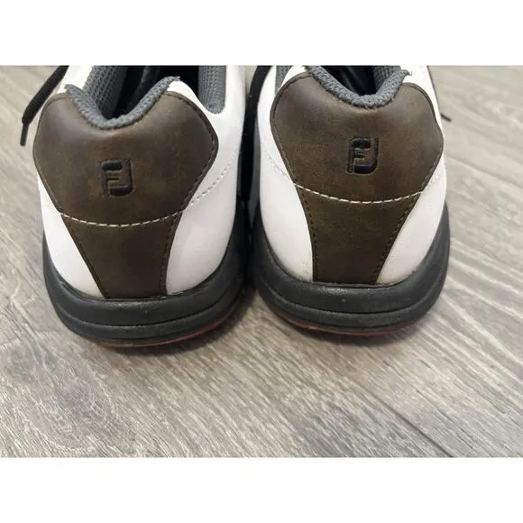 FootJoy Men's Golf Oxford Shoes White Brown Black Lace-Up Cleats 11.5M