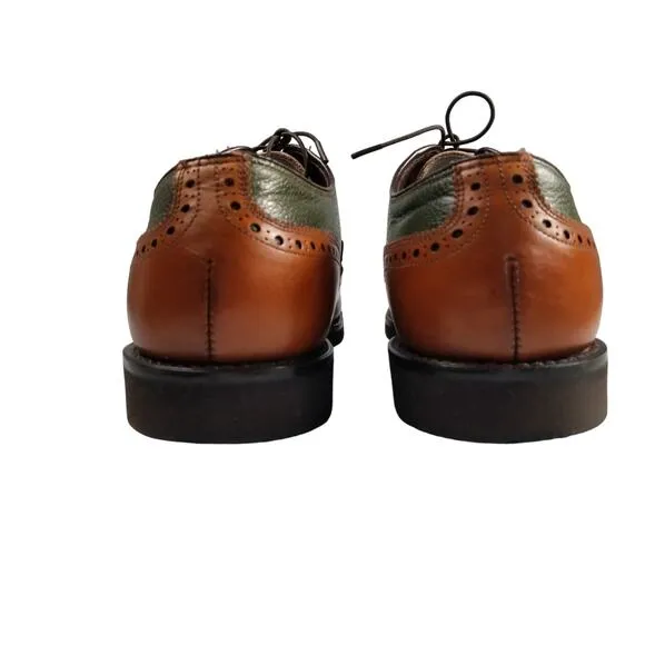 Footjoy  Vintage USA Leather Oxfords Wingtip Brogue Men Shoes Green Saddle   9 D