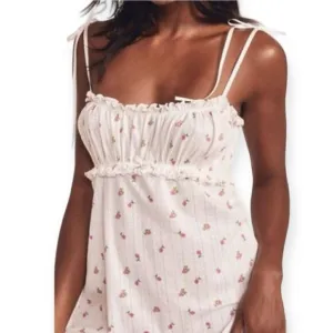 For Love &amp; Lemons Women’s Size M White Pink Floral Blossom Pointelle Slip Dress