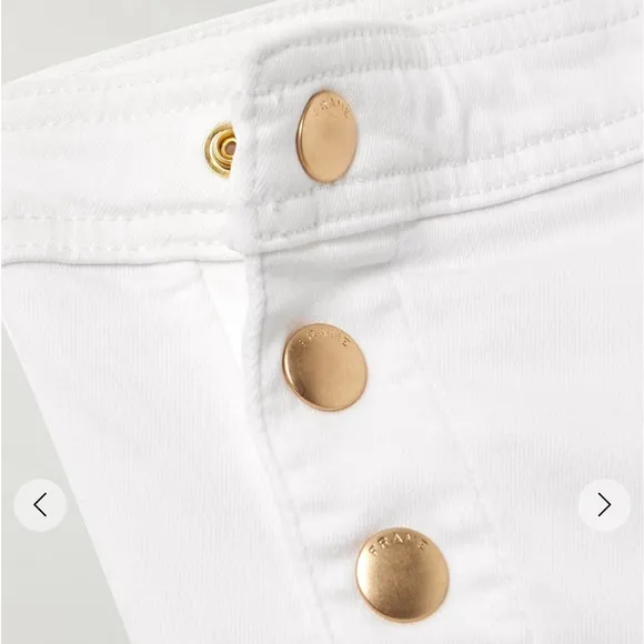 FRAME NWOT Women’s White Sailor embellished high-rise wide-leg jeans. Size 25