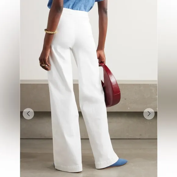 FRAME NWOT Women’s White Sailor embellished high-rise wide-leg jeans. Size 25