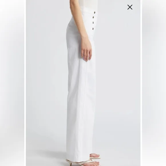 FRAME NWOT Women’s White Sailor embellished high-rise wide-leg jeans. Size 25
