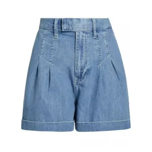 Frame Womens High Rise Pleated Wide Cuff Shorts 8 Rhythm - NWT $238