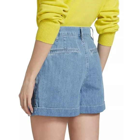 Frame Womens High Rise Pleated Wide Cuff Shorts 8 Rhythm - NWT $238