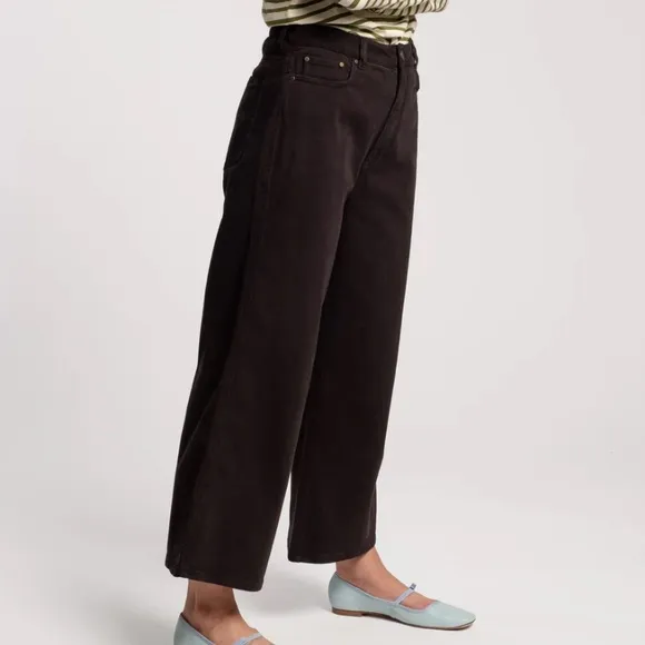 Frances Valentine Sally Jean Black Cropped Mid-Rise Wide Leg NWT Women’s 2