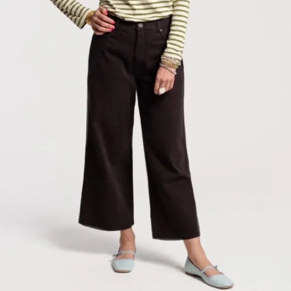 Frances Valentine Sally Jean Black Cropped Mid-Rise Wide Leg NWT Women’s 2