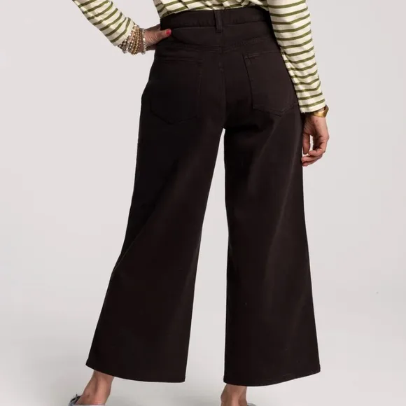 Frances Valentine Sally Jean Black Cropped Mid-Rise Wide Leg NWT Women’s 2