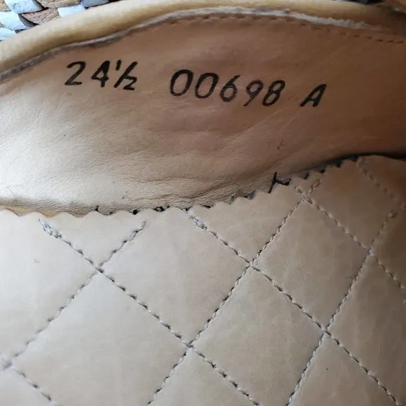 Franco Cuadra Tassel Woven Tan Leather Slip-On Mules Flat Shoes Womens Sz 7.5 US