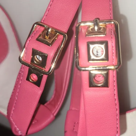 Franco Sarto Bery Open Toe Low Kitten Ankle Strap Heels, Pink, Size 10 M