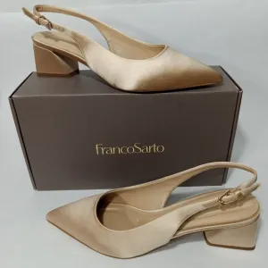 FRANCO SARTO L-Racer Champagne Slingback Pointed Toe Heels Womens Size 8.5 NWB