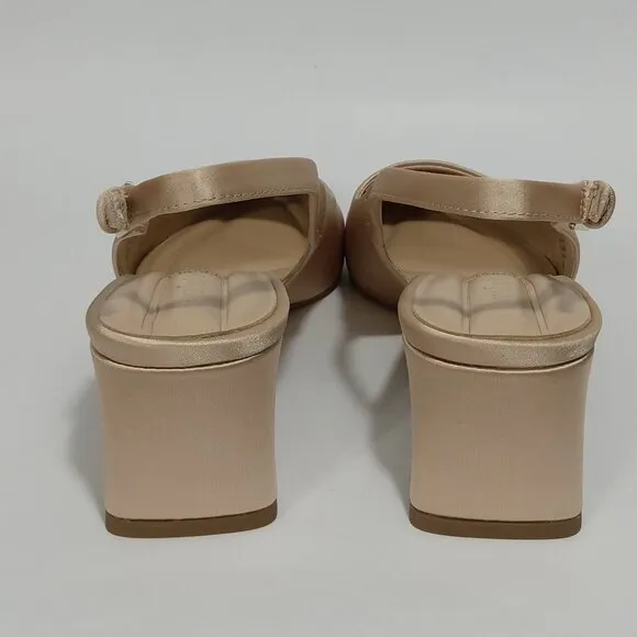FRANCO SARTO L-Racer Champagne Slingback Pointed Toe Heels Womens Size 8.5 NWB