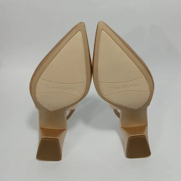 FRANCO SARTO L-Racer Champagne Slingback Pointed Toe Heels Womens Size 8.5 NWB