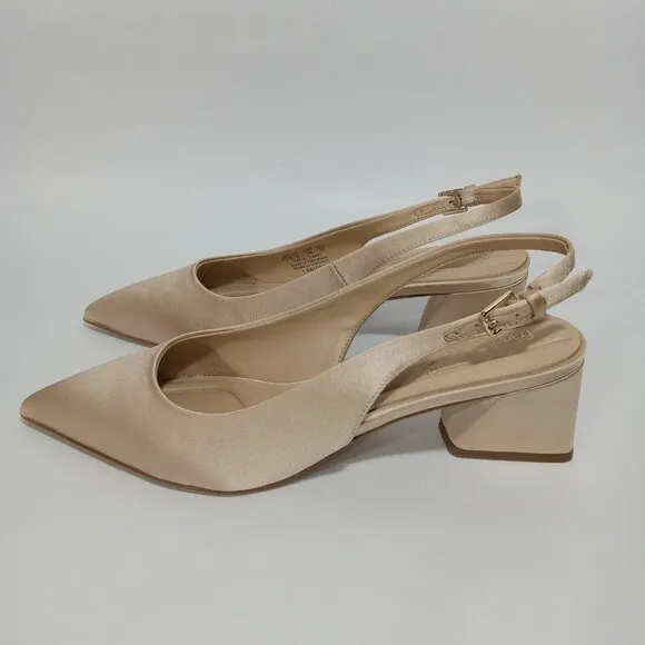 FRANCO SARTO L-Racer Champagne Slingback Pointed Toe Heels Womens Size 8.5 NWB