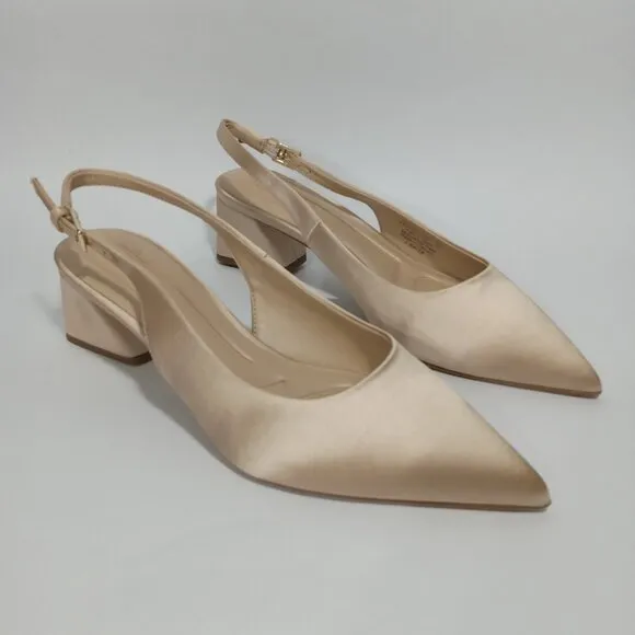 FRANCO SARTO L-Racer Champagne Slingback Pointed Toe Heels Womens Size 8.5 NWB
