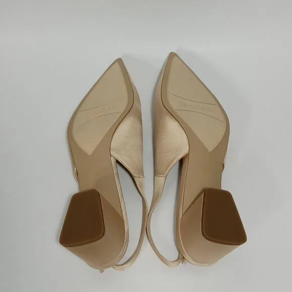 FRANCO SARTO L-Racer Champagne Slingback Pointed Toe Heels Womens Size 8.5 NWB