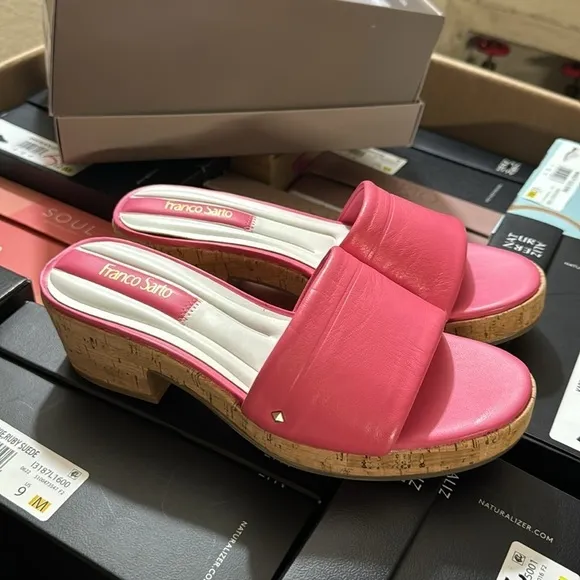 Franco Sarto Women's Pony Slide Sandal in peony