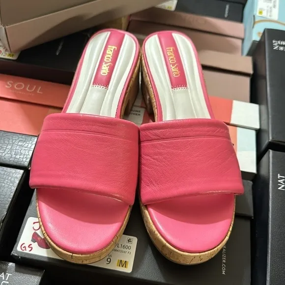 Franco Sarto Women's Pony Slide Sandal in peony
