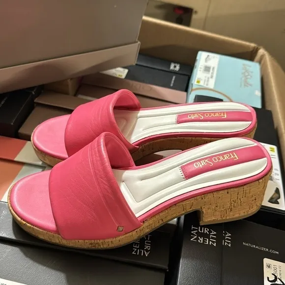 Franco Sarto Women's Pony Slide Sandal in peony
