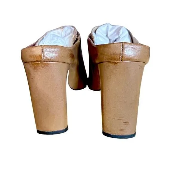 Franco Sarto Women's Slide Mules Brown Leather Size 11M Casual Flats