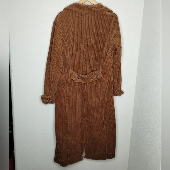 Free People Abbey Road  Corduroy Duster Coat Cedar Size Medium