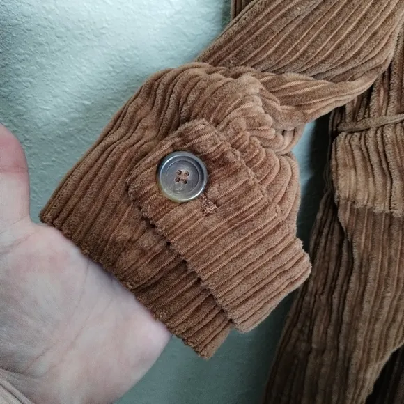 Free People Abbey Road  Corduroy Duster Coat Cedar Size Medium