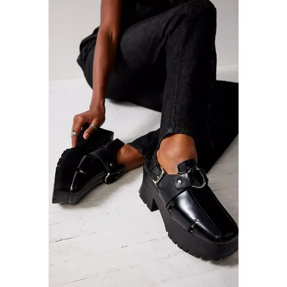 Free People Astoria Black Leather Clogs - New 7.5 US Women's