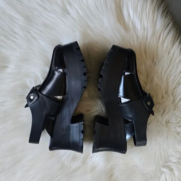 Free People Astoria Black Leather Clogs - New 7.5 US Women's