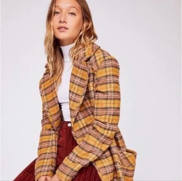 Free People Ciao B Plaid Coat