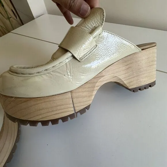 Free‎ People Corbin Platform Loafer Mule Clogs Y2K Patent Leather 8.5 39 Block
