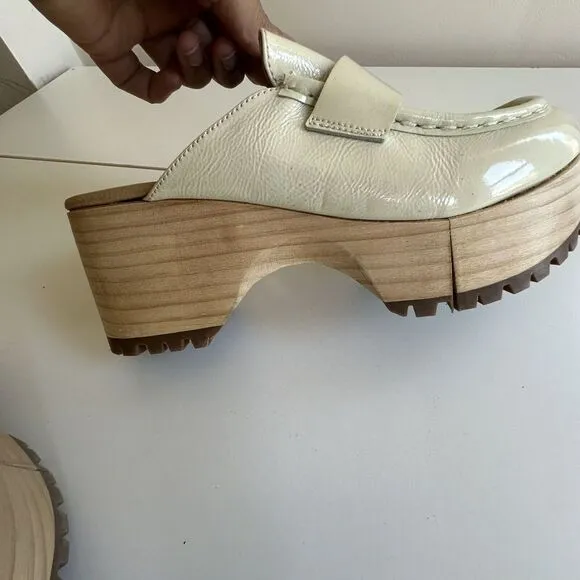 Free‎ People Corbin Platform Loafer Mule Clogs Y2K Patent Leather 8.5 39 Block