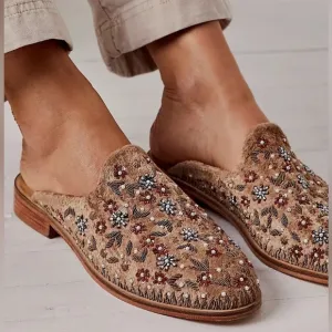 FREE PEOPLE Cosmic Velvet Loafer Beaded Mule