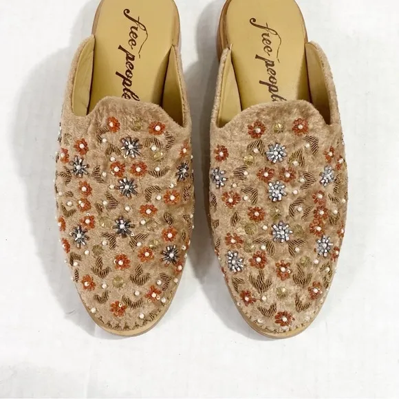 FREE PEOPLE Cosmic Velvet Loafer Beaded Mule