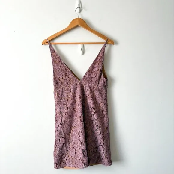 Free People Dangerous Love Mini Floral Lace Slip Dress Red Size 4