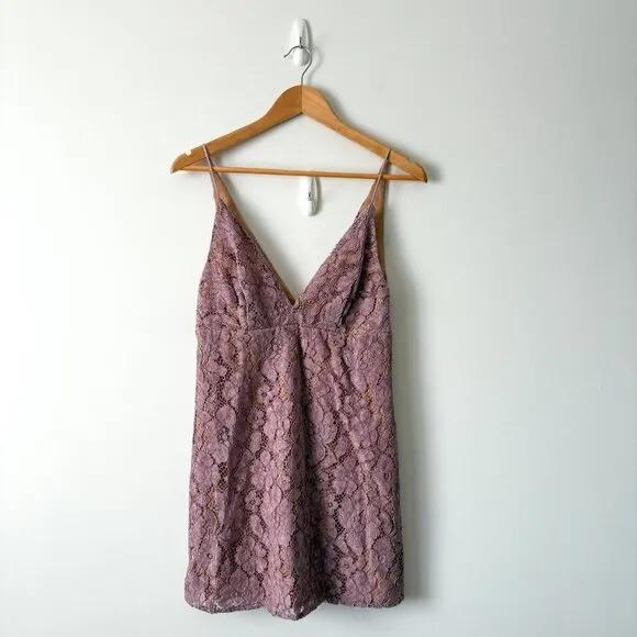 Free People Dangerous Love Mini Floral Lace Slip Dress Red Size 4